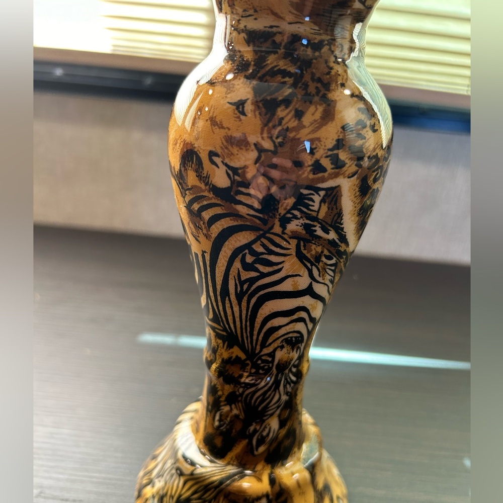Vintage La Vie Candle Holder Safari Print - Picture 2 of 5